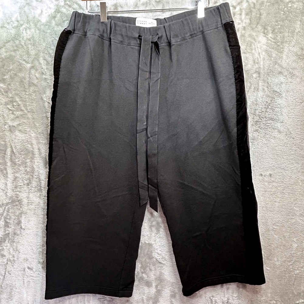 Kate Spade‎ New York Broome Street Velvet Trim Crop Lounge Pants Black Women XL